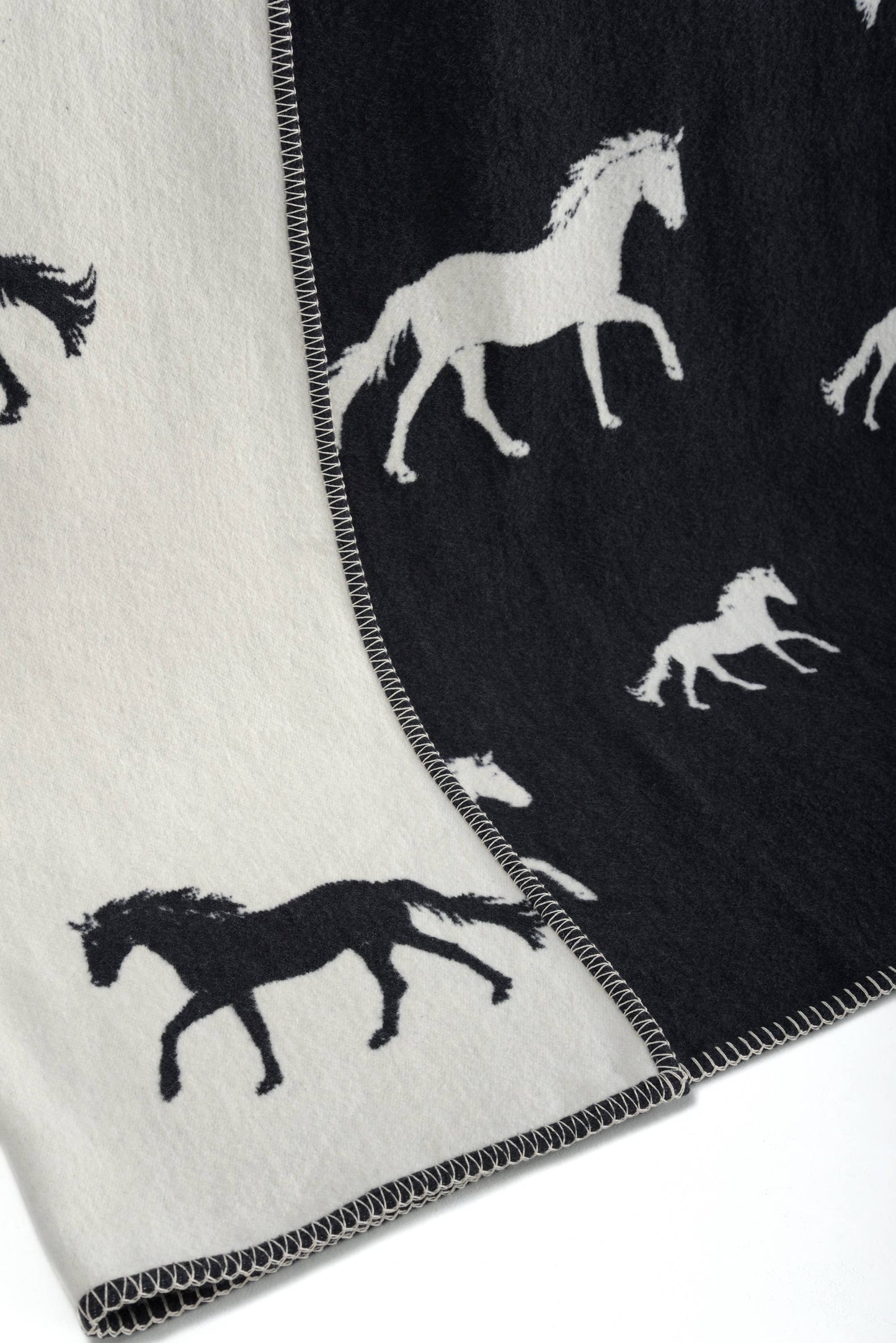 Couverture en coton noir à motif cheval
