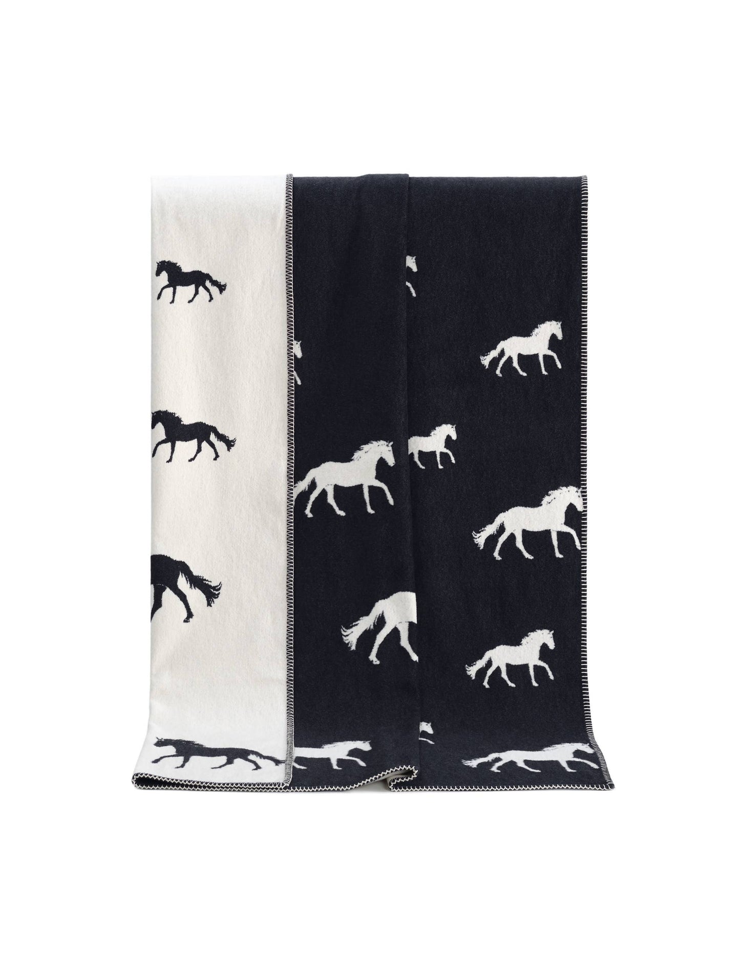 Couverture en coton noir à motif cheval