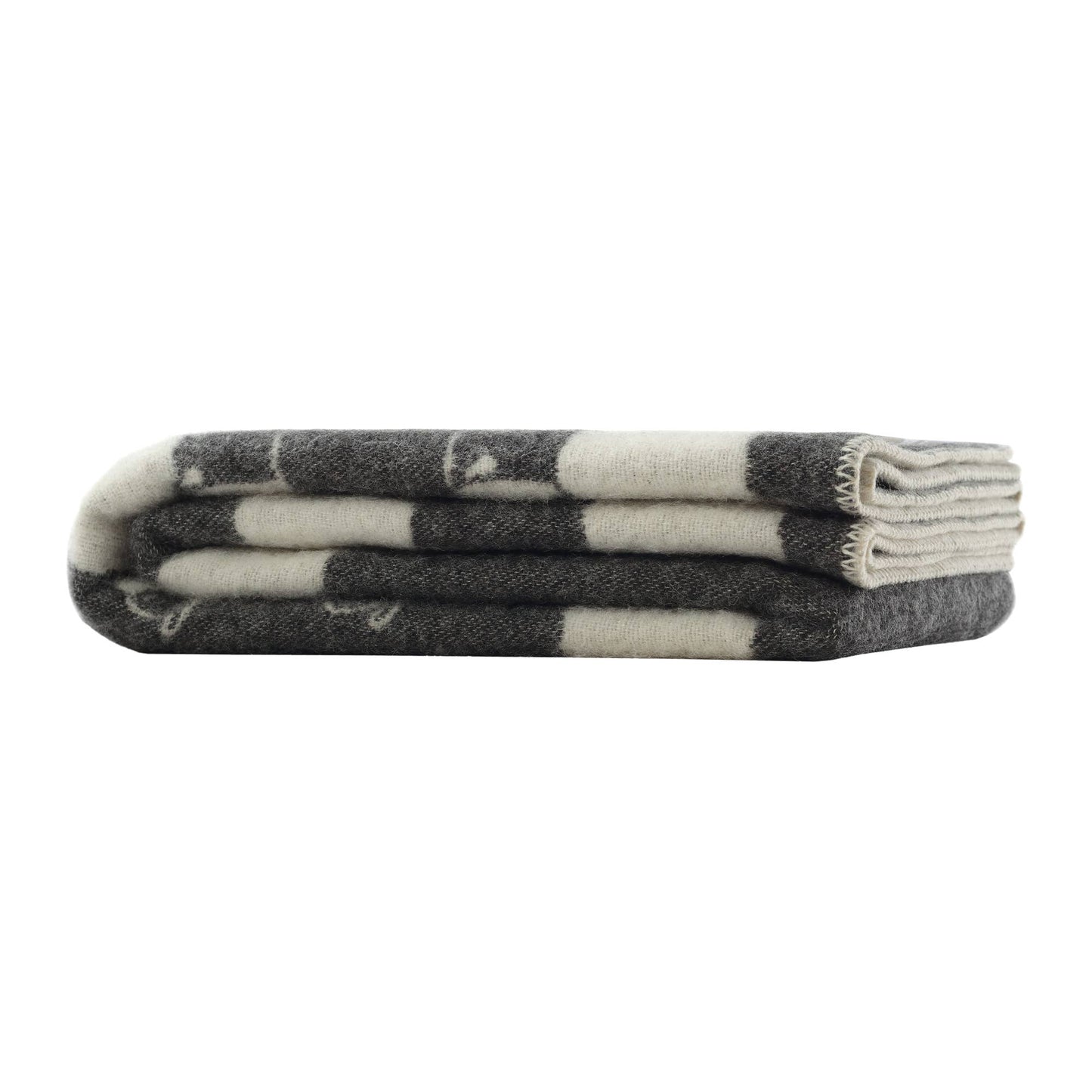 Couverture en laine noire motif mouton