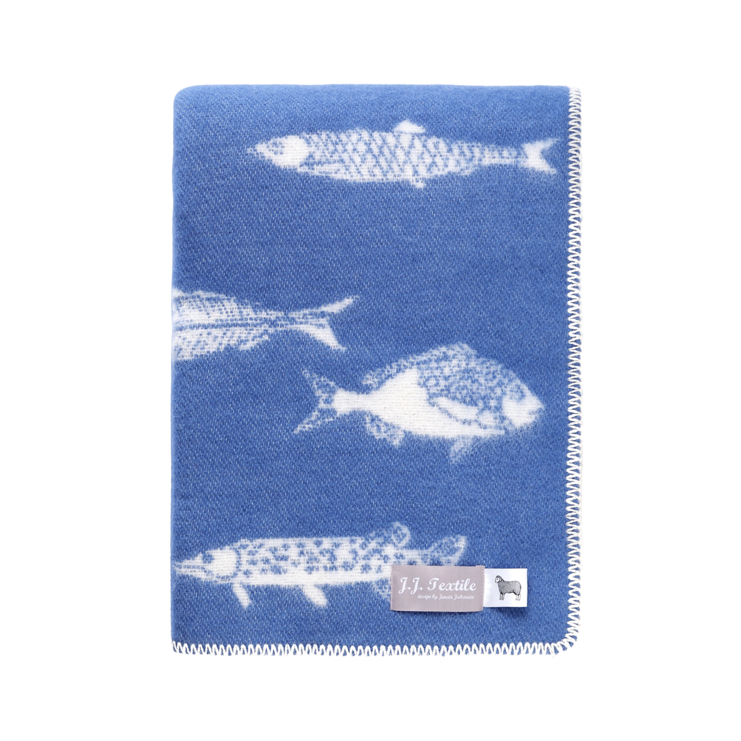 Couverture en laine bleu poisson