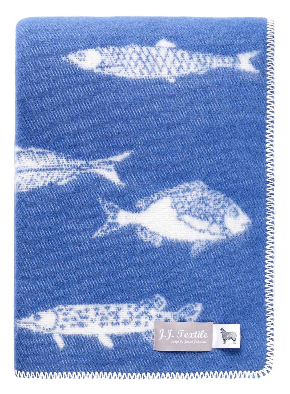 Couverture en laine bleu poisson