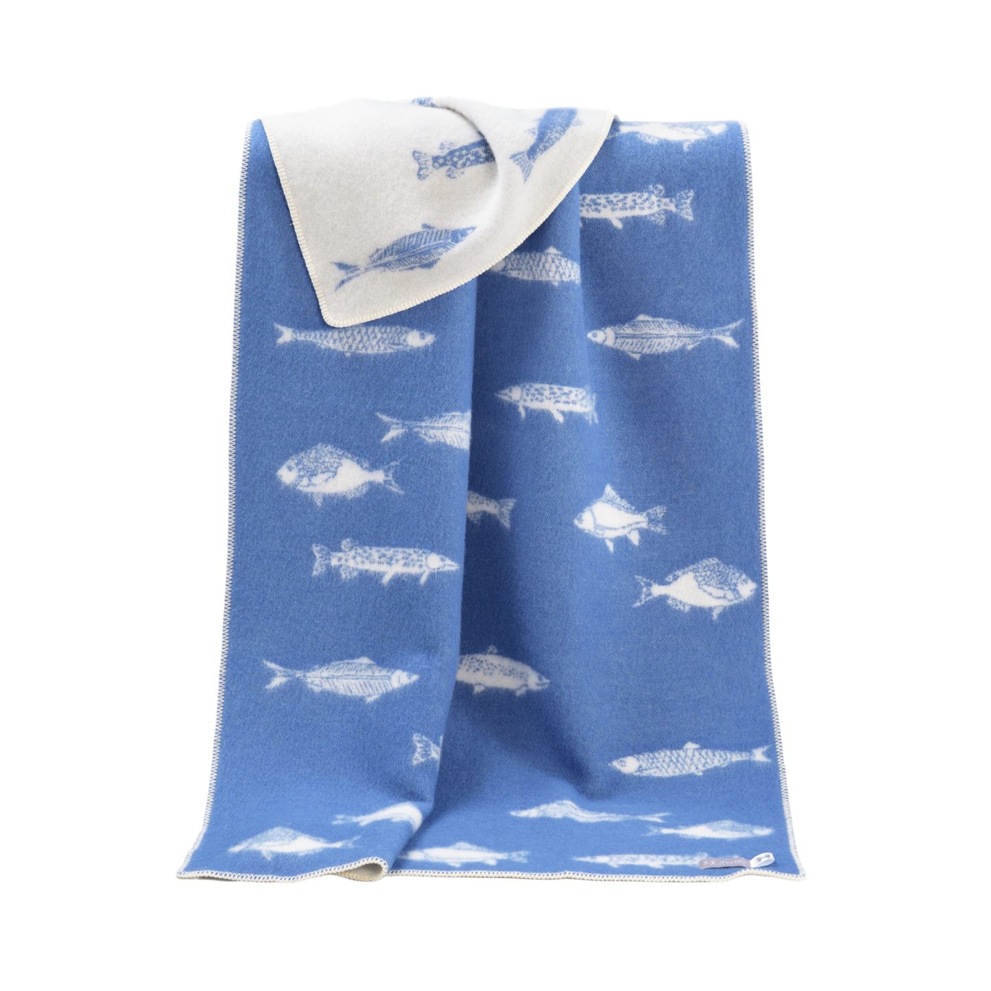 Couverture en laine bleu poisson