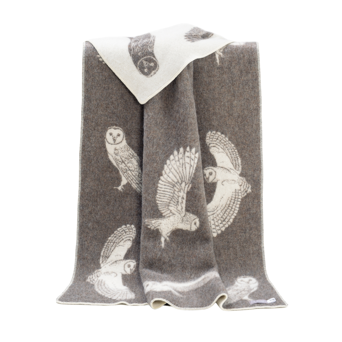 Couverture en laine marron hibou
