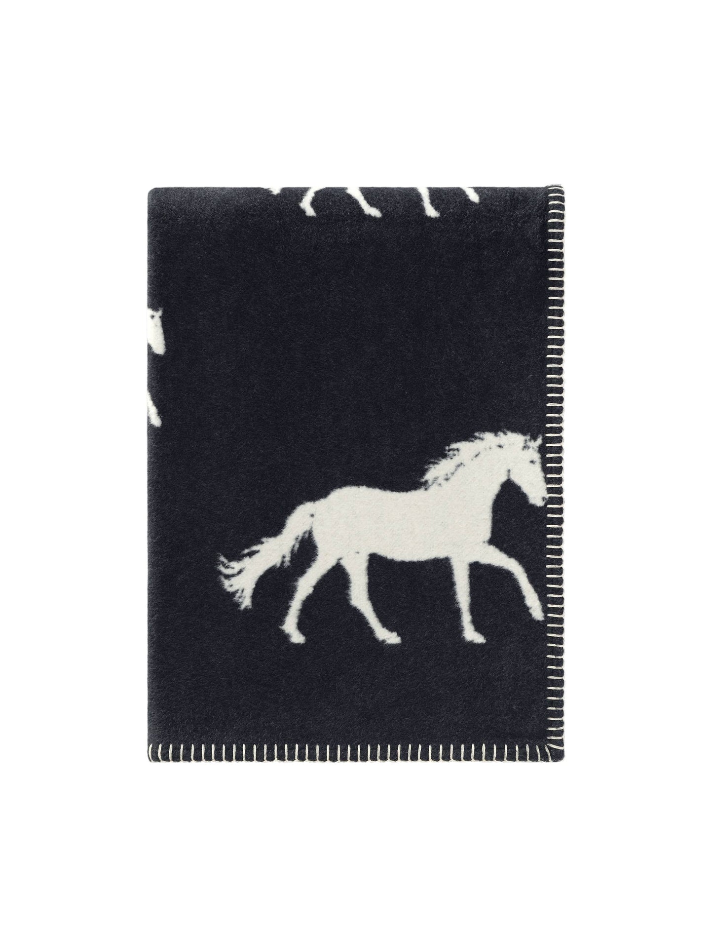 Couverture en coton noir à motif cheval