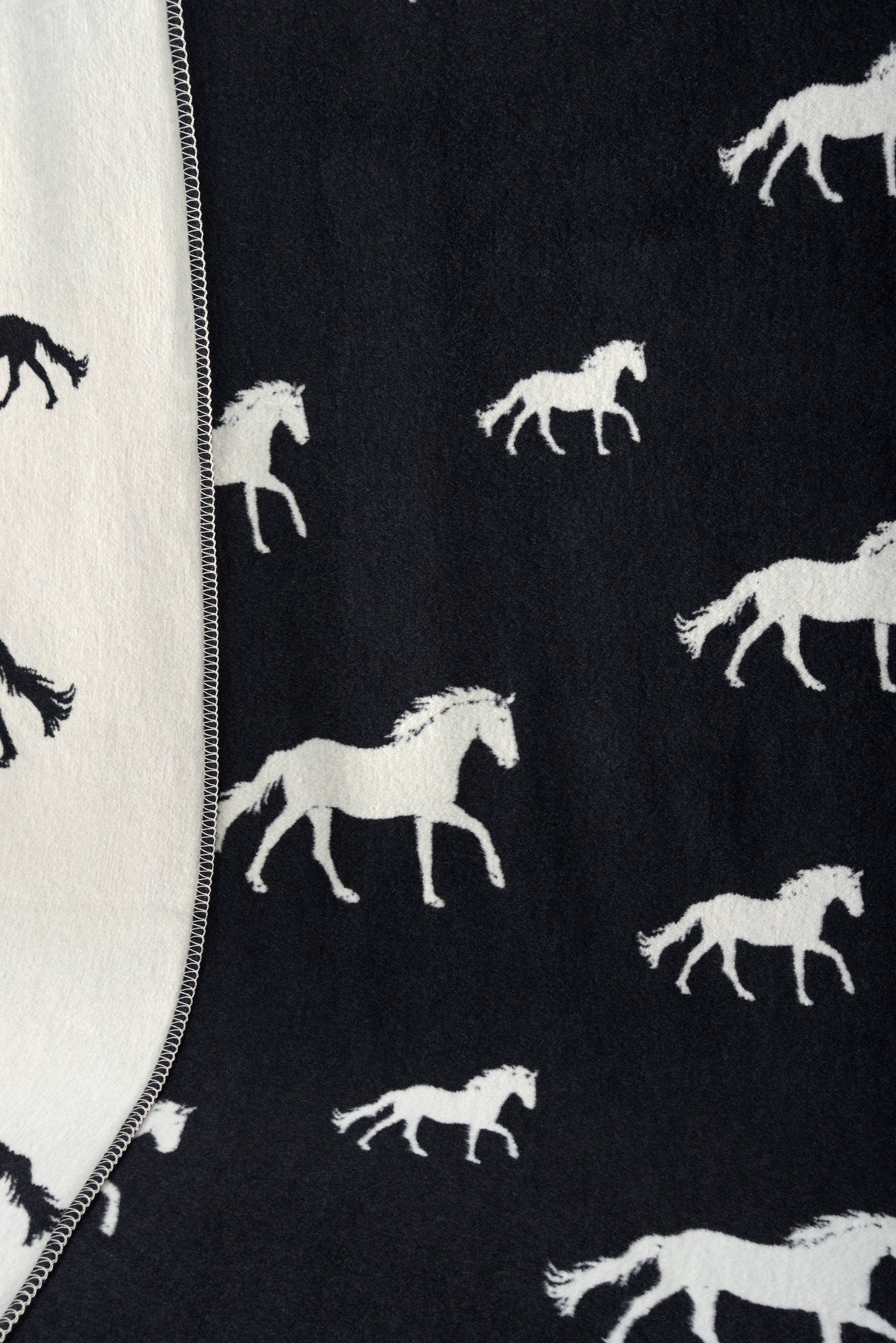 Couverture en coton noir à motif cheval