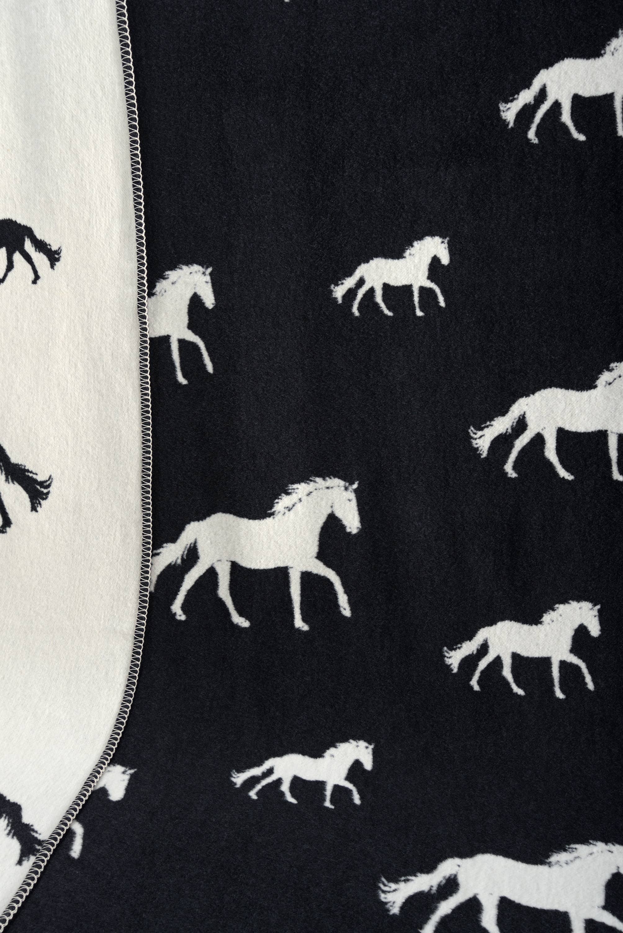 Horse Black Cotton Blanket - Norland