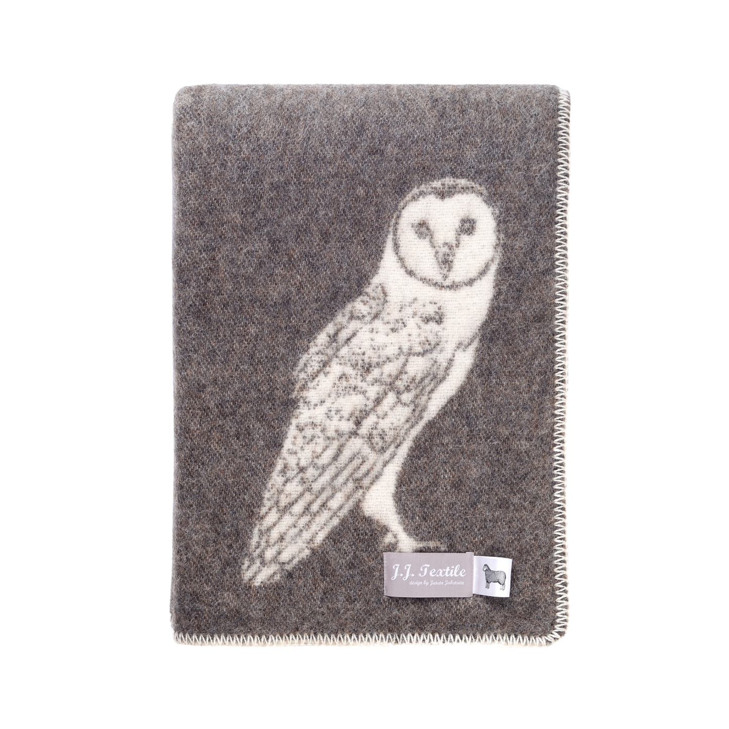 Couverture en laine marron hibou