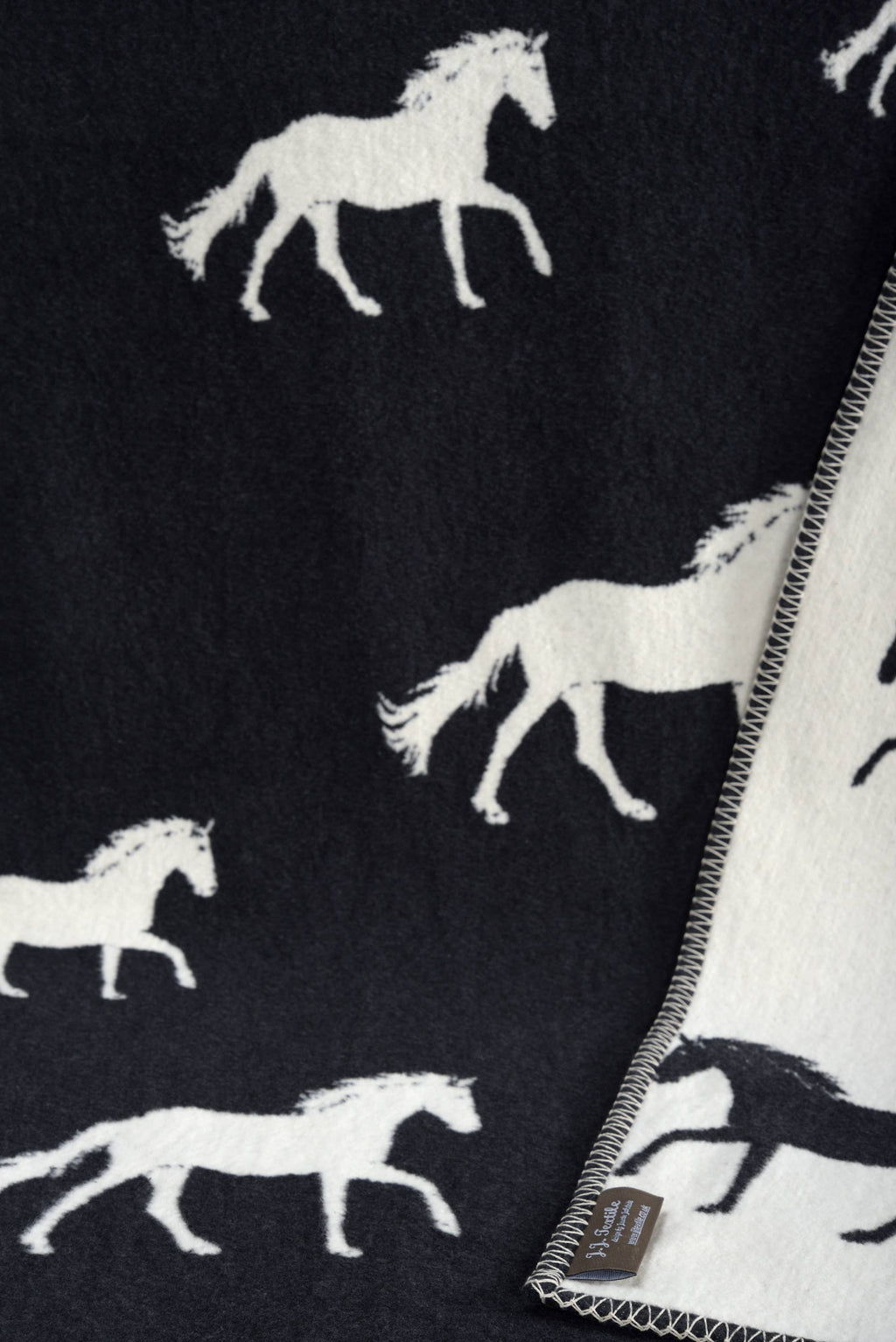 Horse Black Cotton Blanket - Norland