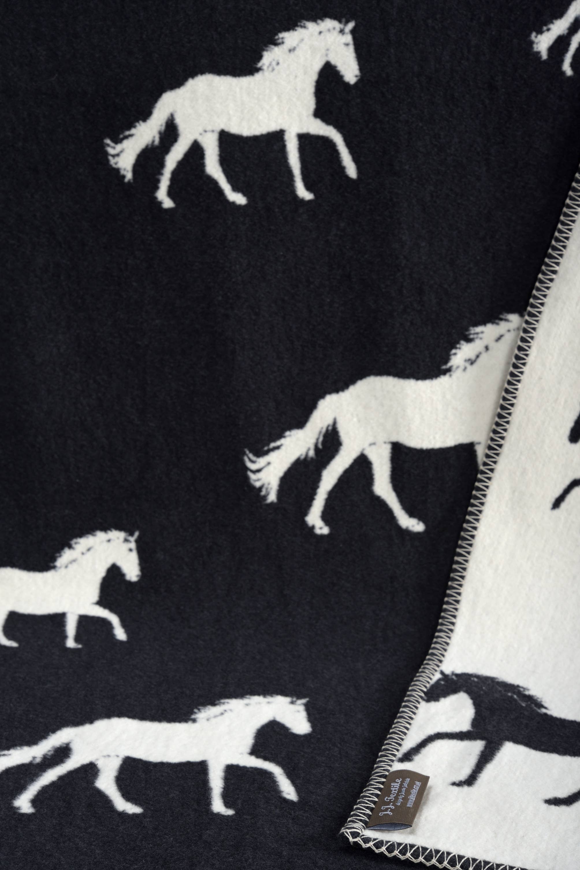 Horse Black Cotton Blanket - Norland