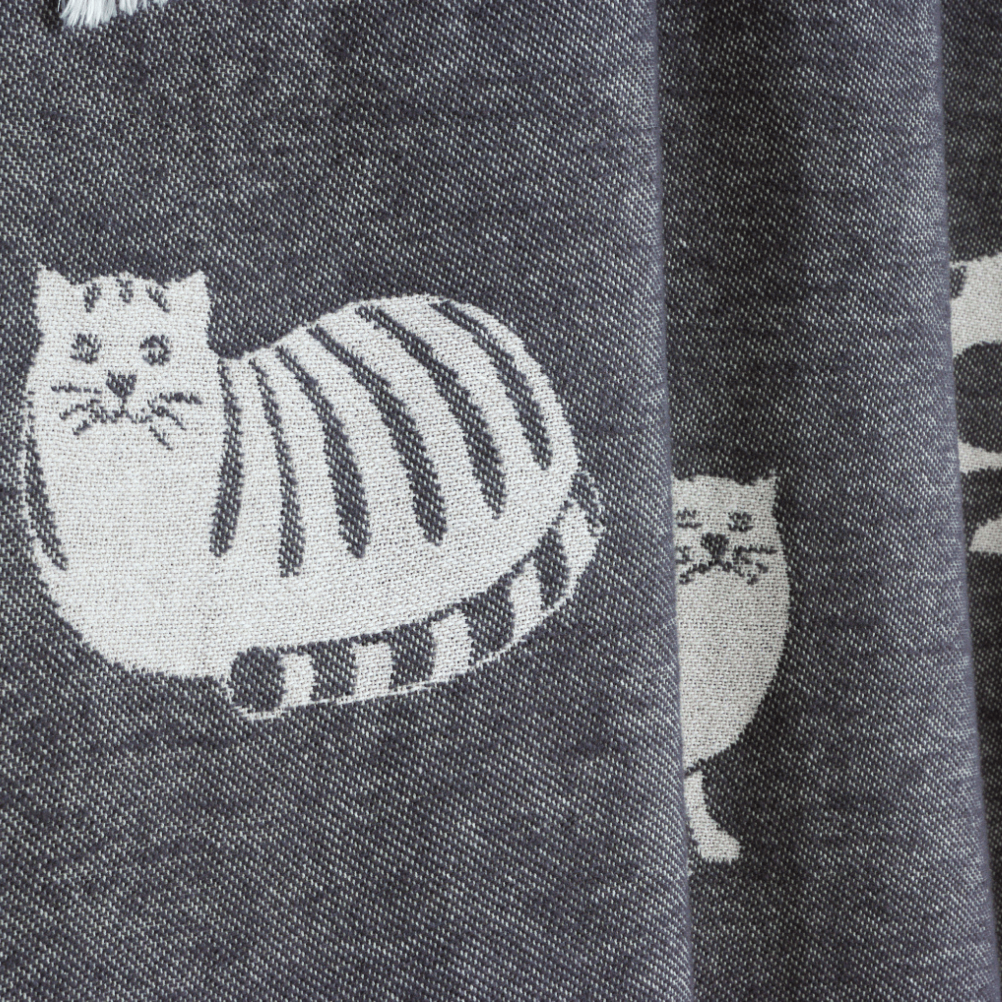 Cat Black Cotton Throw Blanket - Norland