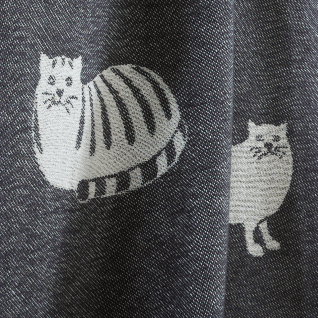 Cat Black Cotton Throw Blanket - Norland