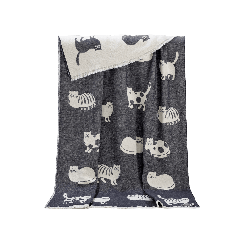 Cat Black Cotton Throw Blanket - Norland