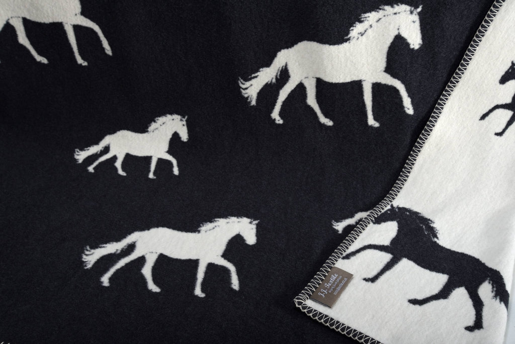 Horse Black Cotton Blanket - Norland