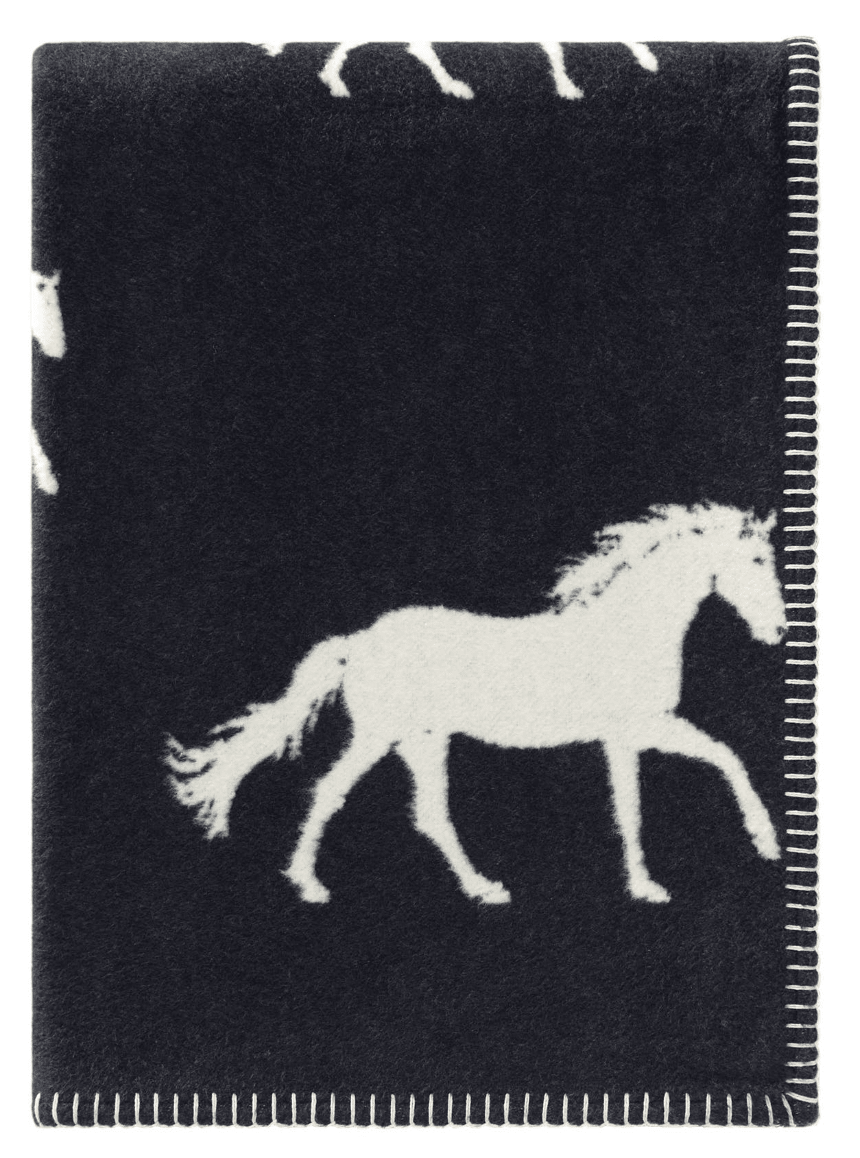 Horse Black Cotton Blanket - Norland