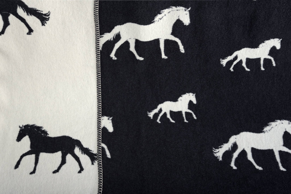 Horse Black Cotton Blanket - Norland
