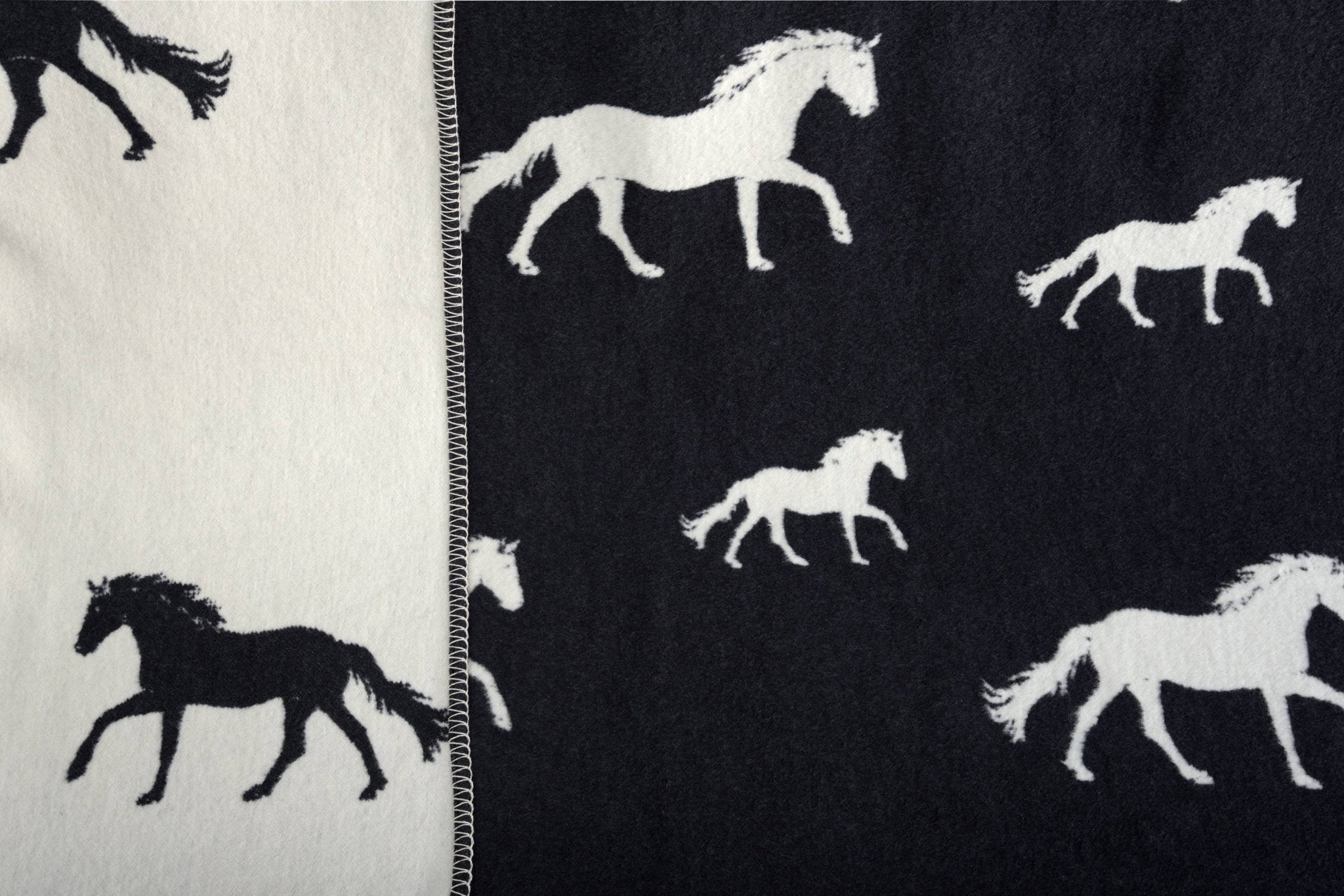 Horse Black Cotton Blanket - Norland