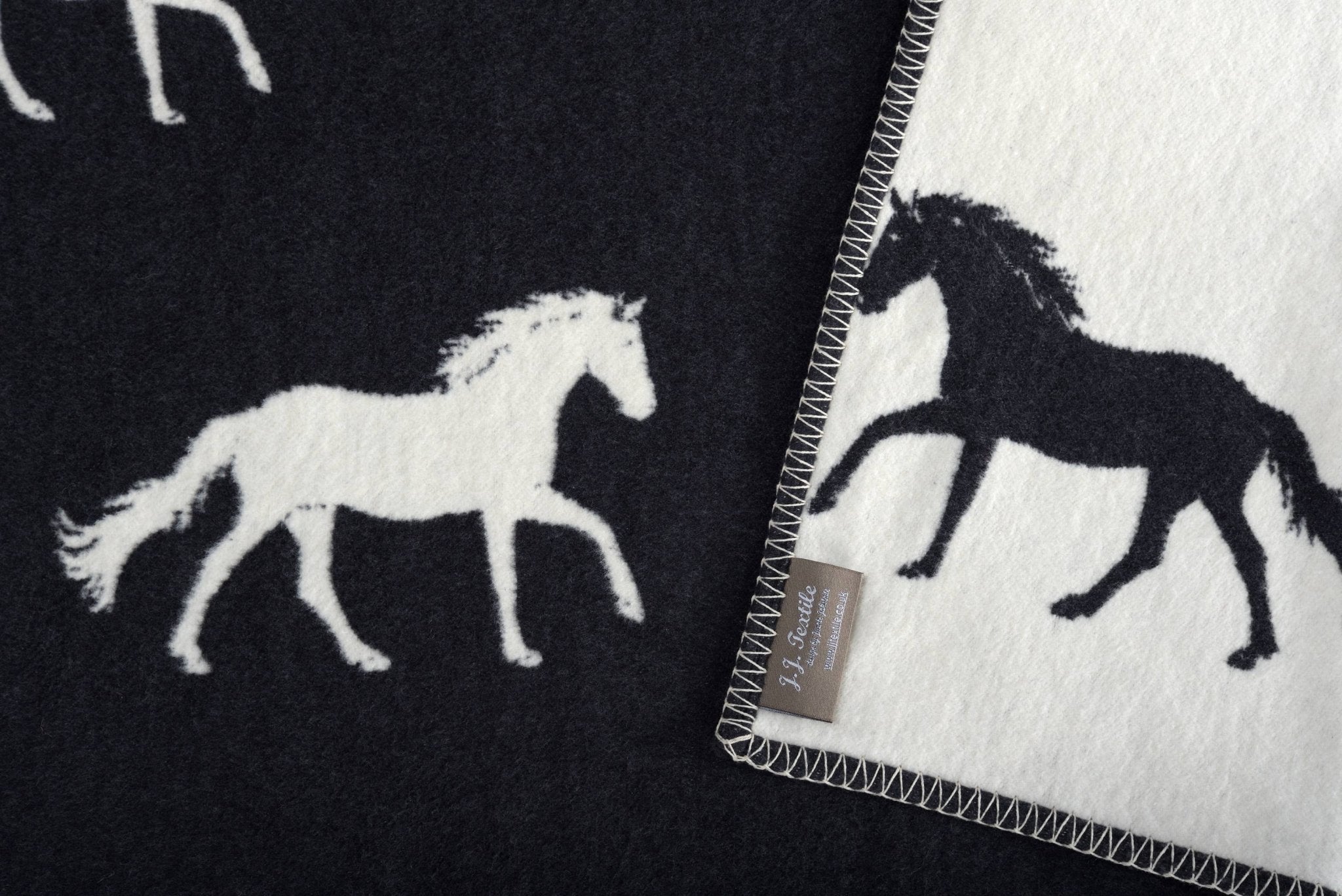Horse Black Cotton Blanket - Norland