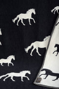 Horse Black Cotton Blanket - Norland